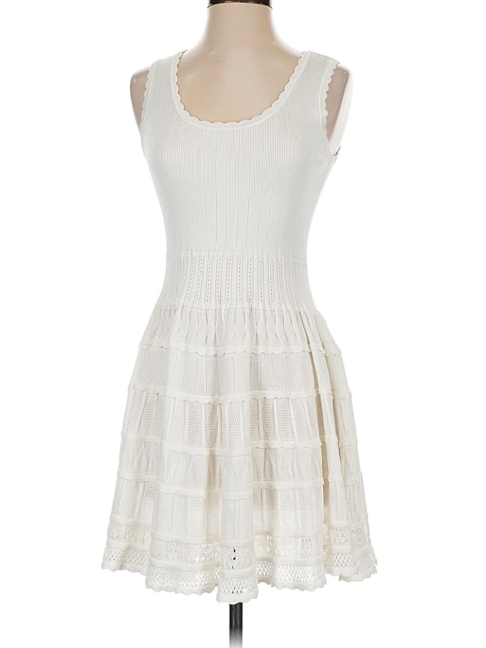 NWT LoveShackFancy Ivory Knit Scoop-Neck Mini Dress